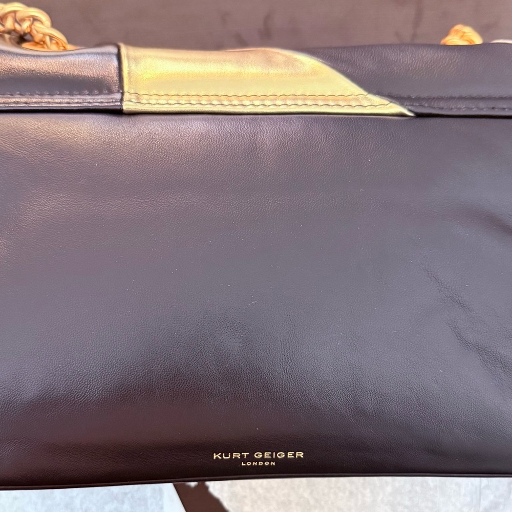 Kurt Geiger Black Kensington Soft Metallic Gold & Silver Large NWT - Picture 2 of 5
